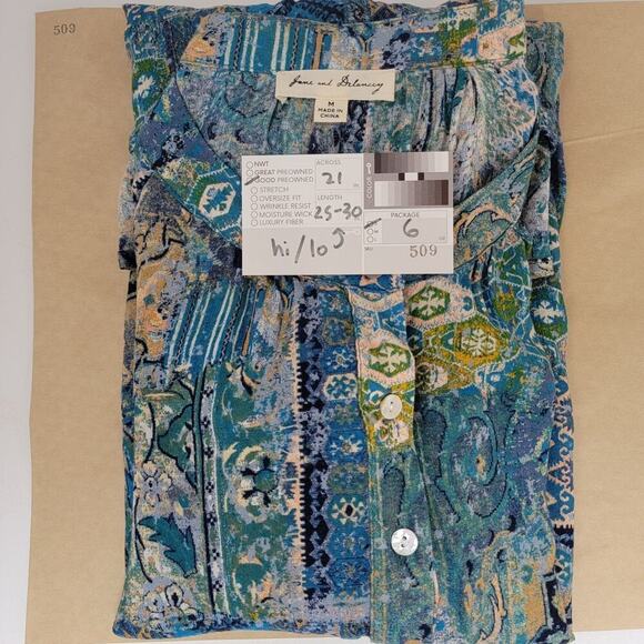 Jane and Delancy Boho Blouse Half Button Medium 509 - Picture 11 of 12